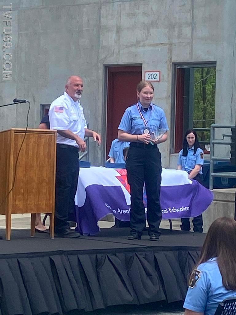 Receiving her cadet of the year award